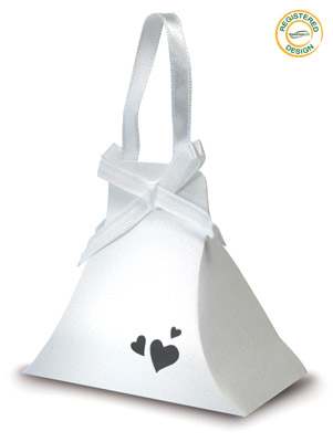 Hand Bag Heart Pearl White (pack 5pcs) - Gift Boxes / Bags